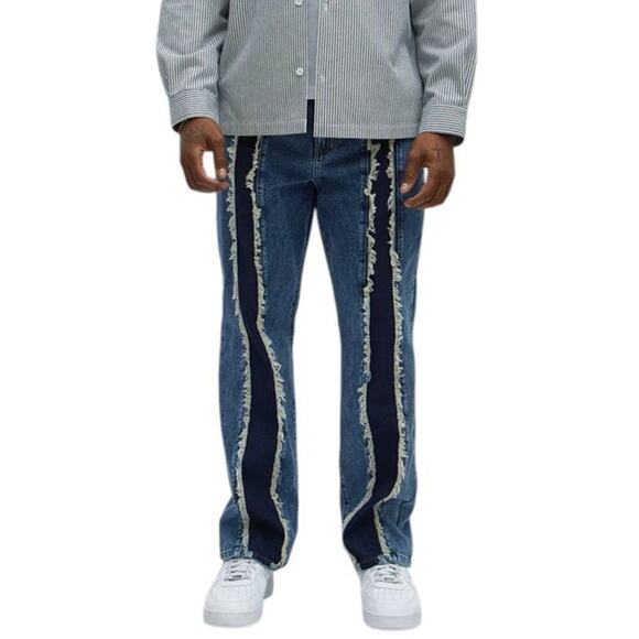 Zara High-Rise Frayed Panel Wide-Leg Jeans – Size 34 - Picture 1 of 7